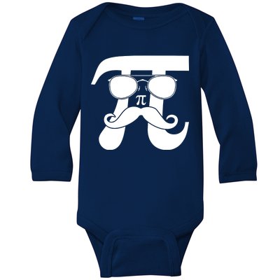 Mustache Pi Face Baby Long Sleeve Bodysuit