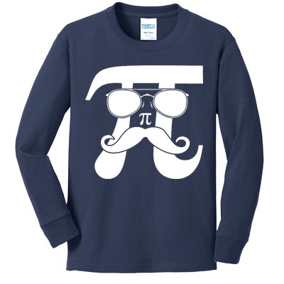 Mustache Pi Face Kids Long Sleeve Shirt