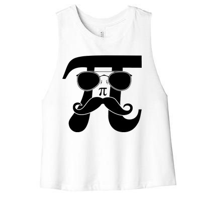 Mustache Pi Face Women's Racerback Cropped Tank