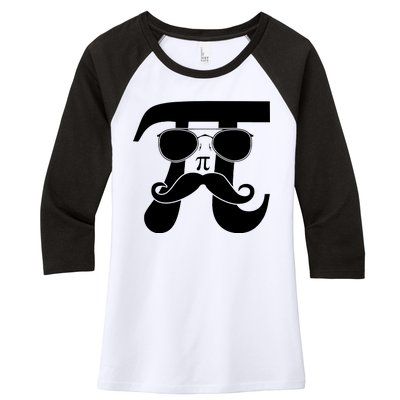 Mustache Pi Face Women's Tri-Blend 3/4-Sleeve Raglan Shirt