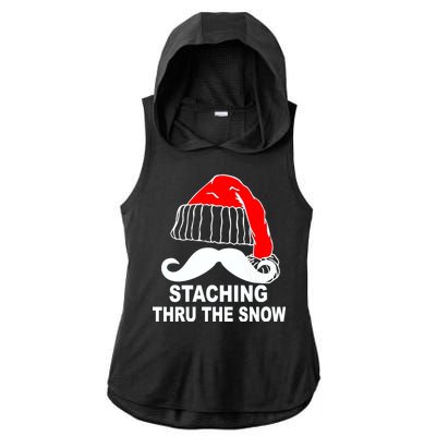 Mustache Thru The Snow Ladies PosiCharge Tri-Blend Wicking Draft Hoodie Tank