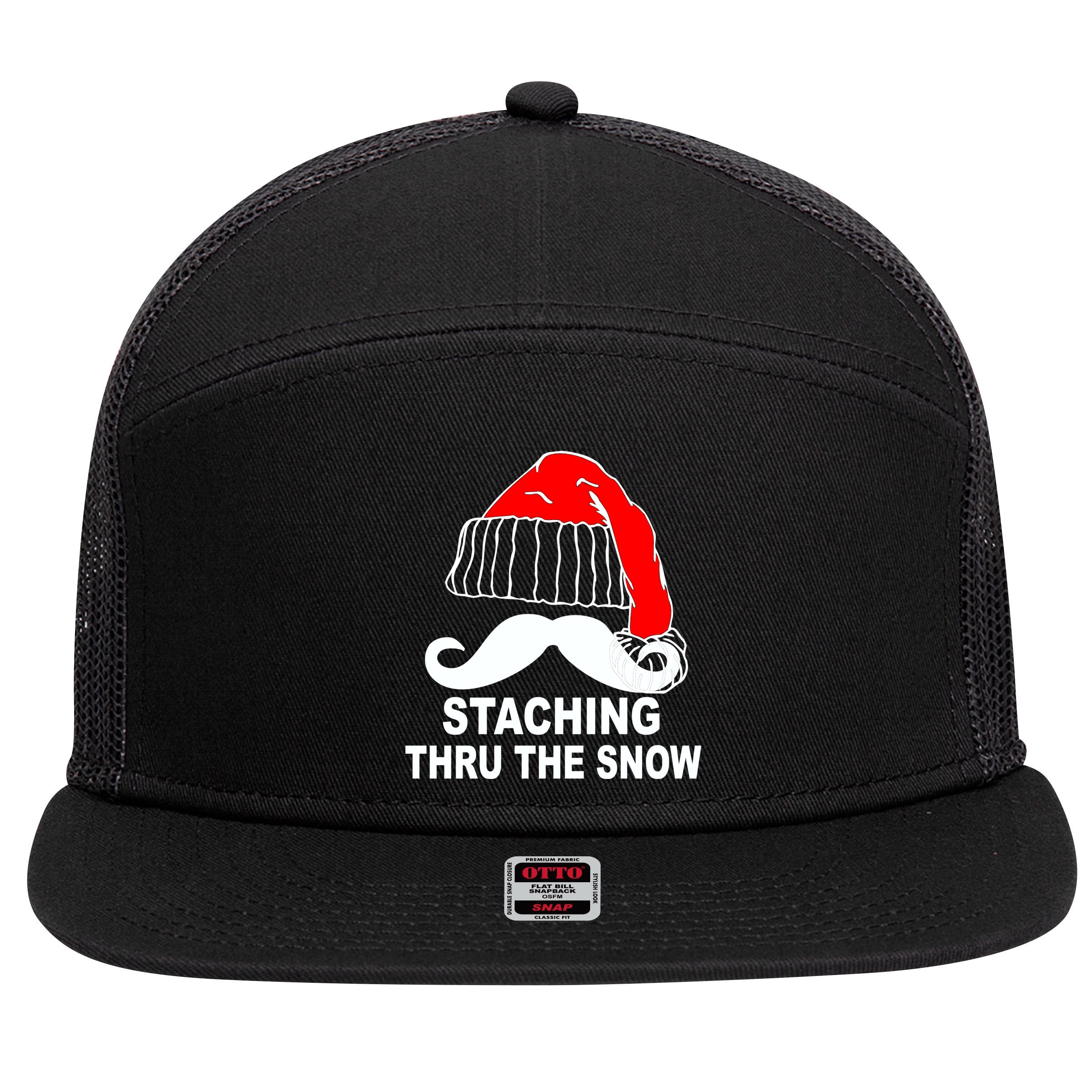 Mustache Thru The Snow 7 Panel Mesh Trucker Snapback Hat
