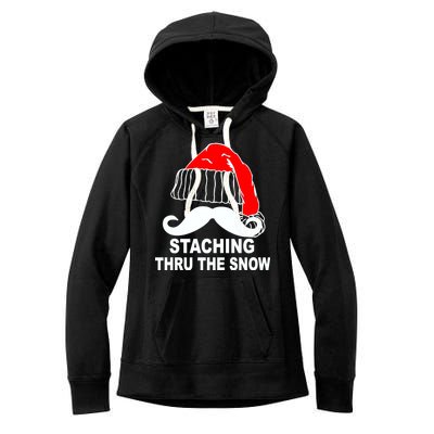 Mustache Thru The Snow Women's Fleece Hoodie