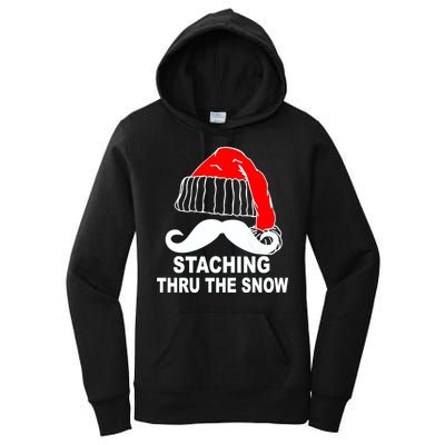 Mustache Thru The Snow Women's Pullover Hoodie