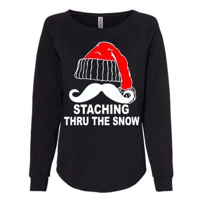 Mustache Thru The Snow Womens California Wash Sweatshirt