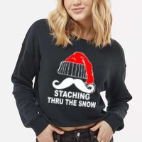 Mustache Thru The Snow Cropped Pullover Crew