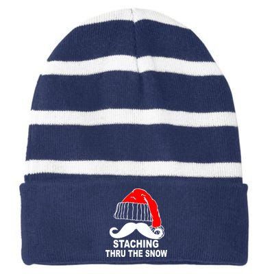 Mustache Thru The Snow Striped Beanie with Solid Band