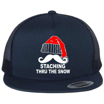 Mustache Thru The Snow Flat Bill Trucker Hat