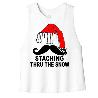 Mustache Thru The Snow Women's Racerback Cropped Tank