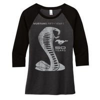 MUSTANG 50 YEARS COBRA - Official Women's Tri-Blend 3/4-Sleeve Raglan Shirt