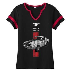 Mustang 50 Years Official Ford Ladies Halftime Notch Neck Tee