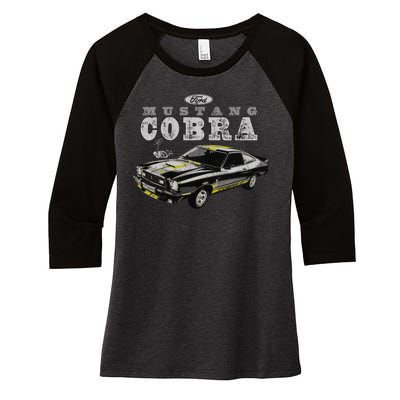 Mustang Cobra Ford Women's Tri-Blend 3/4-Sleeve Raglan Shirt