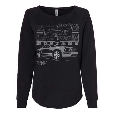 Mustang With Grill Ford Womens California Wash Sweatshirt