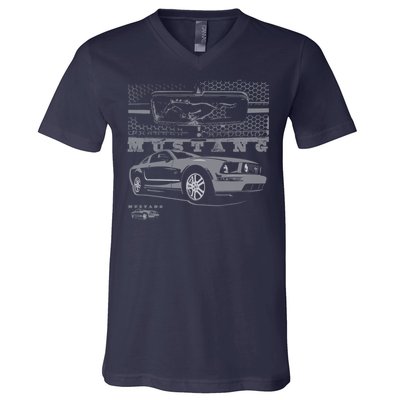 Mustang With Grill Ford V-Neck T-Shirt