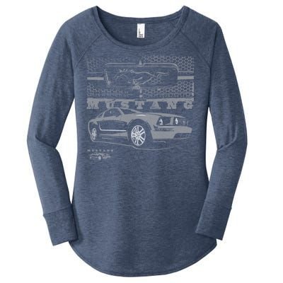 Mustang With Grill Ford Women's Perfect Tri Tunic Long Sleeve Shirt