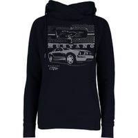 Mustang With Grill Ford Womens Funnel Neck Pullover Hood