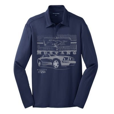 Mustang With Grill Ford Silk Touch Performance Long Sleeve Polo