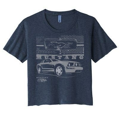 Mustang With Grill Ford Women's Crop Top Tee