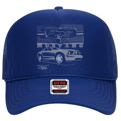 Mustang With Grill Ford High Crown Mesh Back Trucker Hat