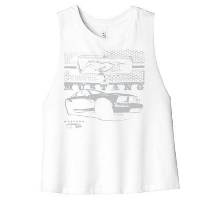 Mustang With Grill Ford Women's Racerback Cropped Tank