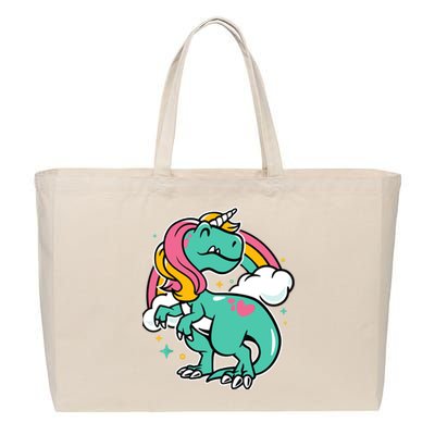 Majestic Unicornasaurus T Rex Unicorn Boy Girl Dinosaur Cotton Canvas Jumbo Tote