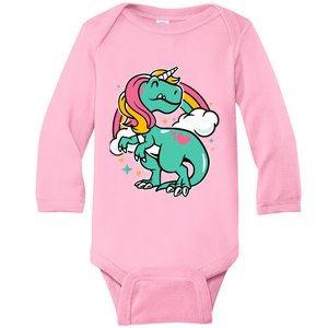 Majestic Unicornasaurus T Rex Unicorn Boy Girl Dinosaur Baby Long Sleeve Bodysuit