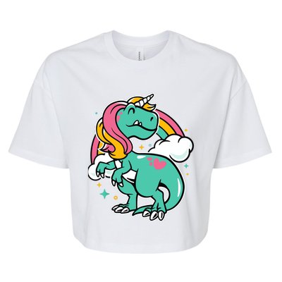 Majestic Unicornasaurus T Rex Unicorn Boy Girl Dinosaur Bella+Canvas Jersey Crop Tee