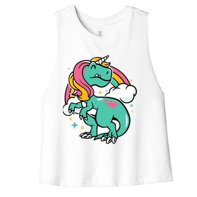 Majestic Unicornasaurus T Rex Unicorn Boy Girl Dinosaur Women's Racerback Cropped Tank