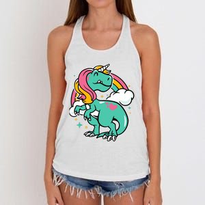 Majestic Unicornasaurus T Rex Unicorn Boy Girl Dinosaur Women's Knotted Racerback Tank