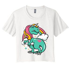 Majestic Unicornasaurus T Rex Unicorn Boy Girl Dinosaur Women's Crop Top Tee