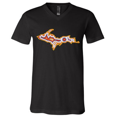 Michigan U.P. Upper Peninsula Agate Collector V-Neck T-Shirt