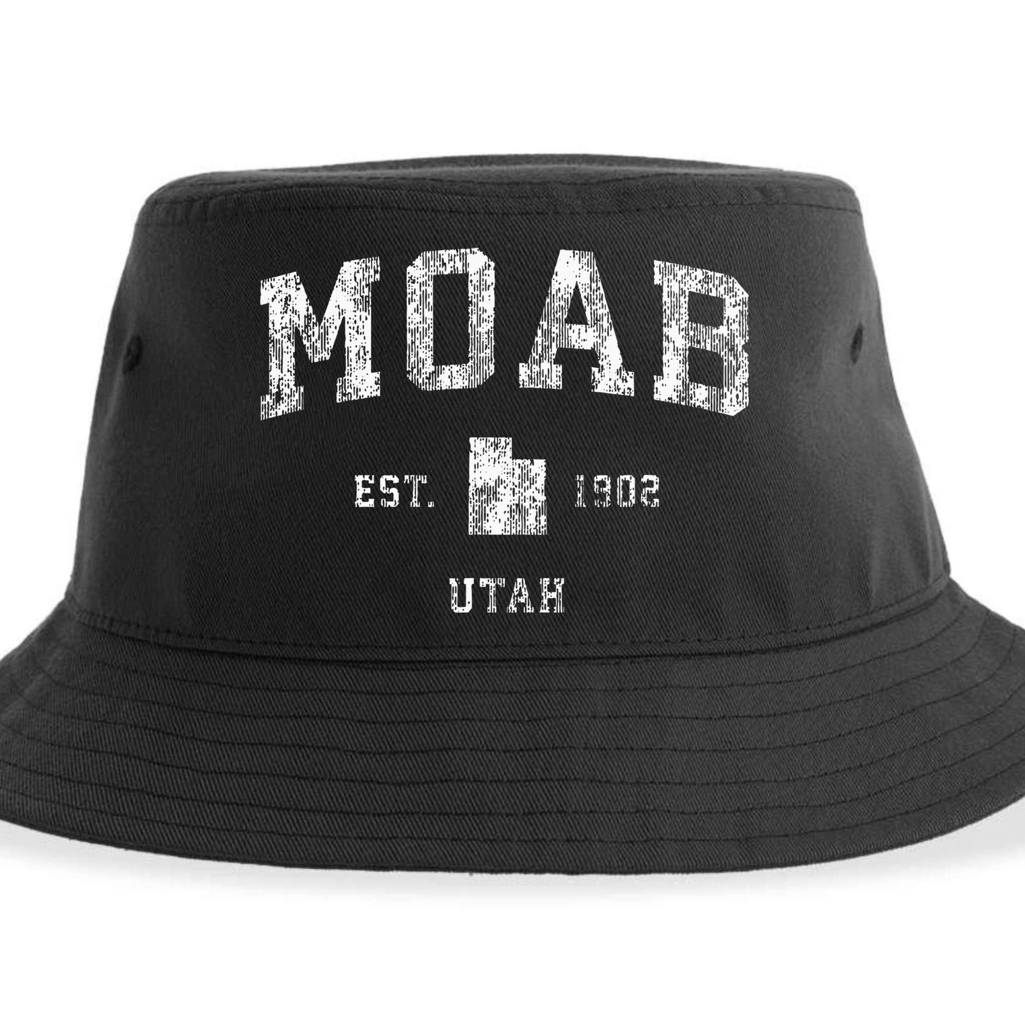Moab Utah Ut Vintage Athletic Sports Design Sustainable Bucket Hat