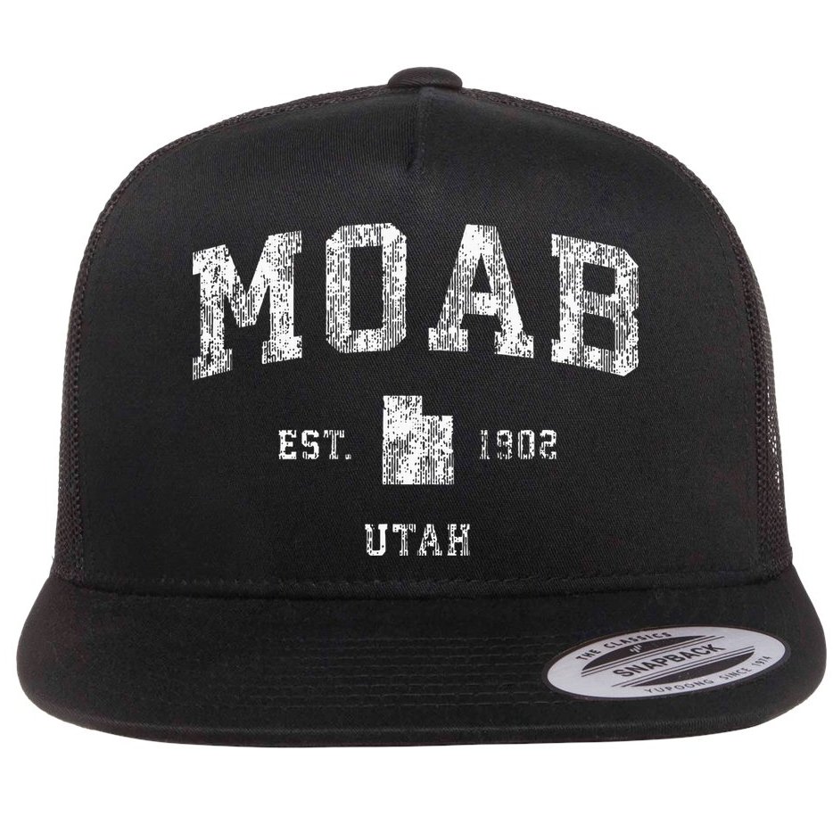 Moab Utah Ut Vintage Athletic Sports Design Flat Bill Trucker Hat