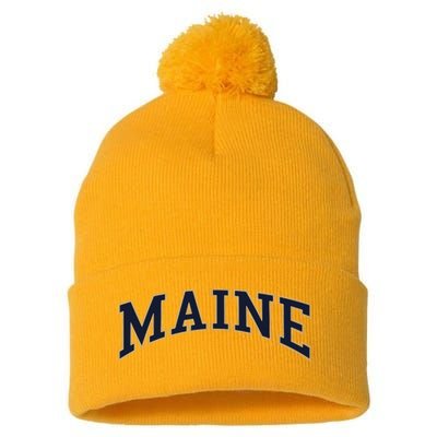 Maine Usa Varsity Style Pom Pom 12in Knit Beanie