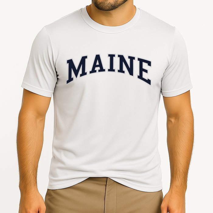 Maine Usa Varsity Style Cooling Performance Crew T-Shirt