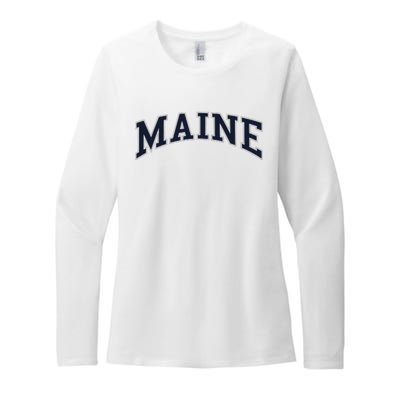 Maine Usa Varsity Style Womens CVC Long Sleeve Shirt