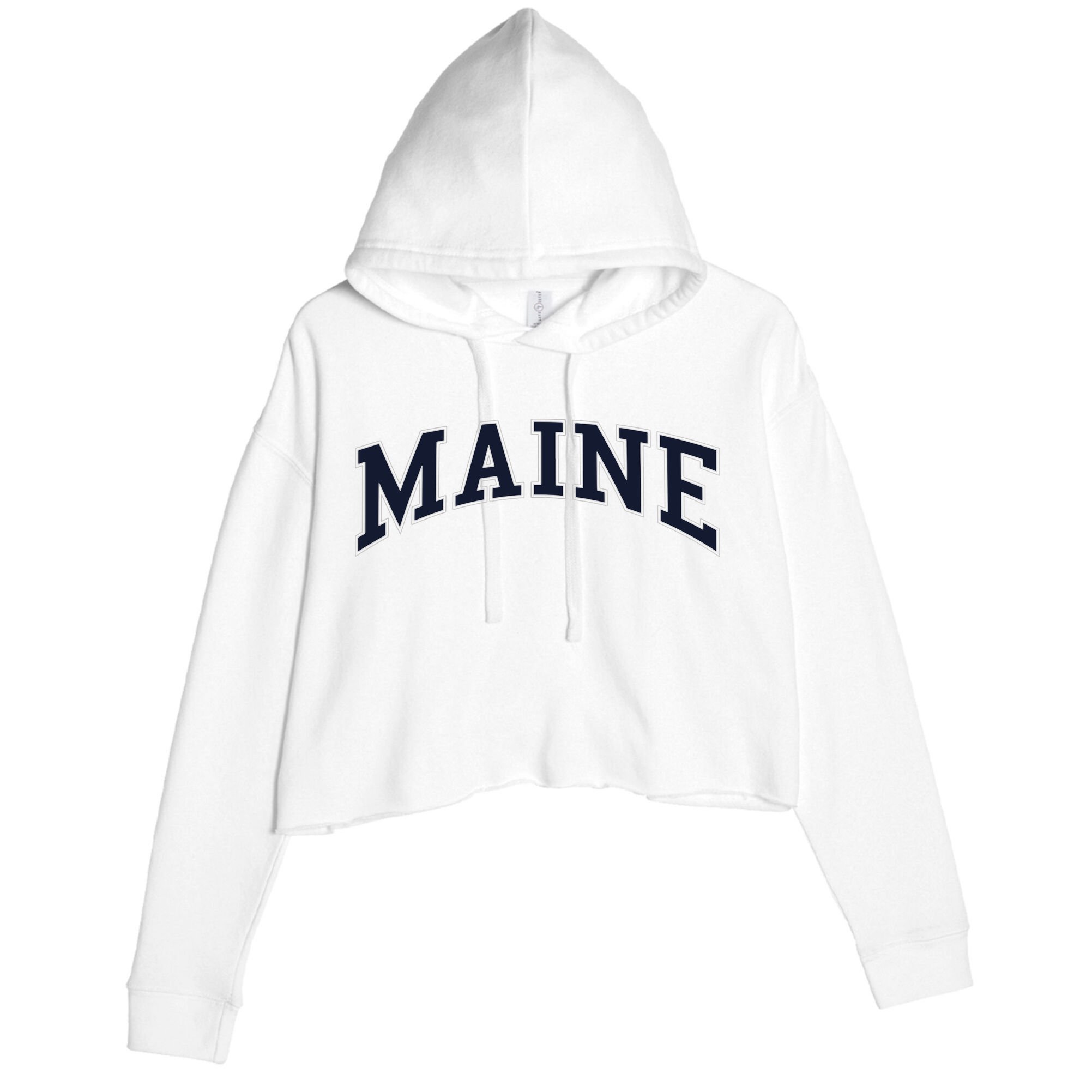 Maine Usa Varsity Style Crop Fleece Hoodie