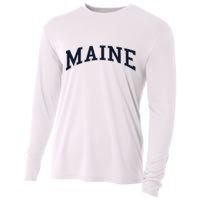 Maine Usa Varsity Style Cooling Performance Long Sleeve Crew