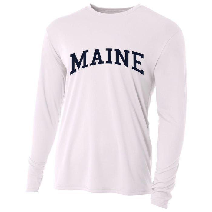 Maine Usa Varsity Style Cooling Performance Long Sleeve Crew