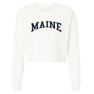 Maine Usa Varsity Style Cropped Pullover Crew