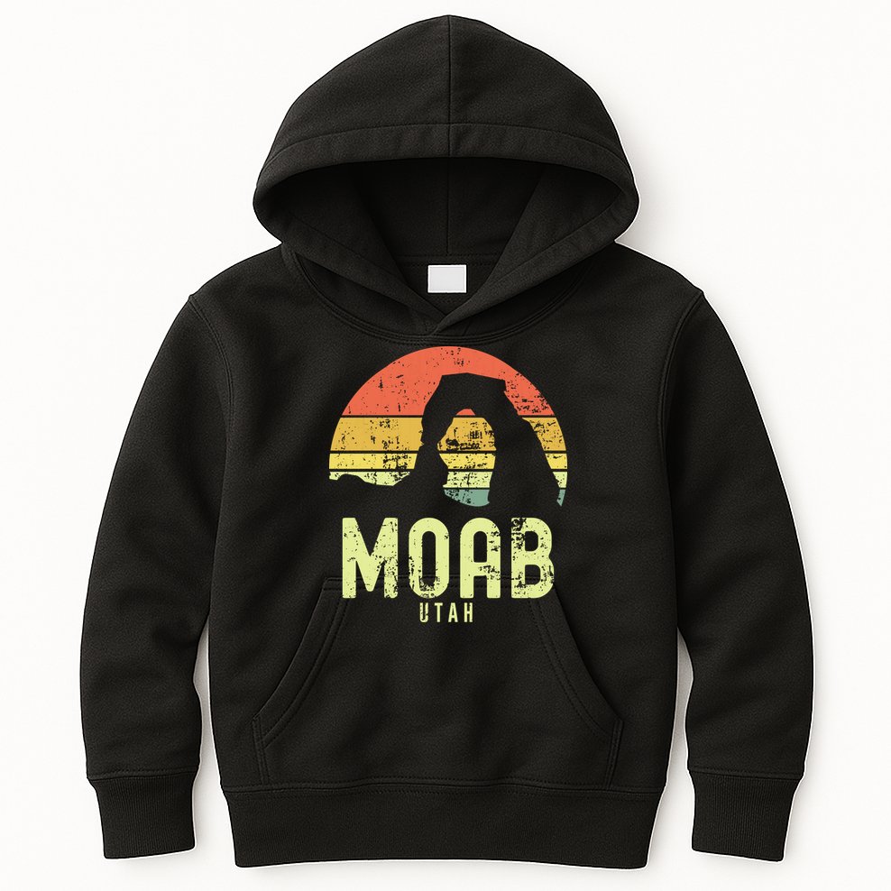 Moab Utah Vintage Sunset Arches Adventure Outdoors Meaningful Kids Hoodie
