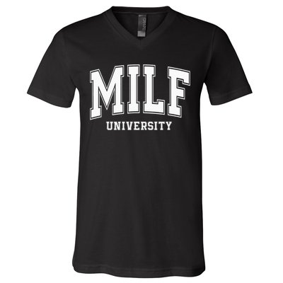 MILF University vintage funny saying sarcastic sexy mom MILF V-Neck T-Shirt