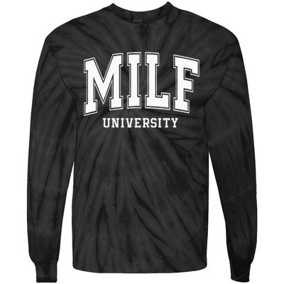 MILF University vintage funny saying sarcastic sexy mom MILF Tie-Dye Long Sleeve Shirt