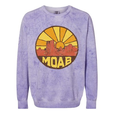 Moab Utah Vintage Desert Sunset 80s Colorblast Crewneck Sweatshirt