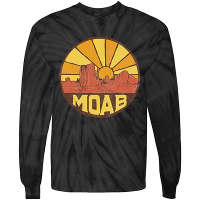 Moab Utah Vintage Desert Sunset 80s Tie-Dye Long Sleeve Shirt