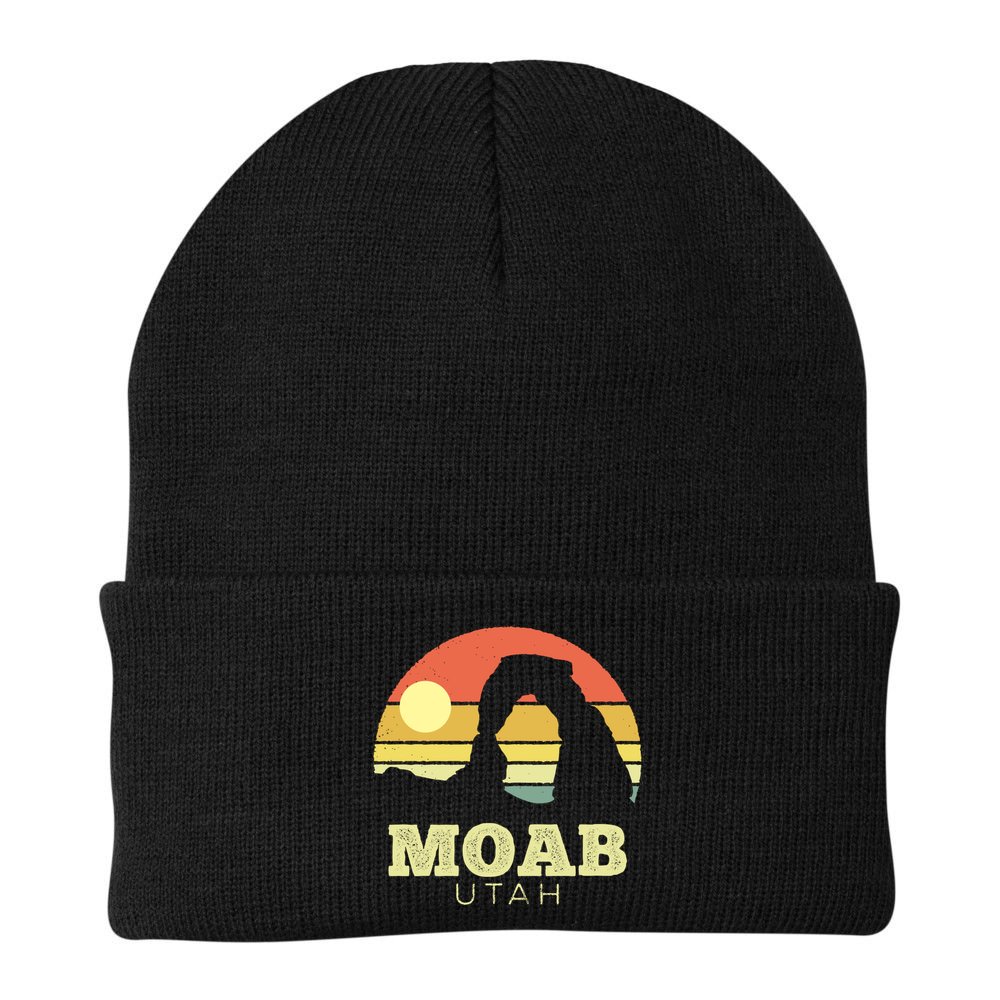 Moab Utah Vintage Sunset Arches Adventure Outdoors Meaningful Gift Beanie