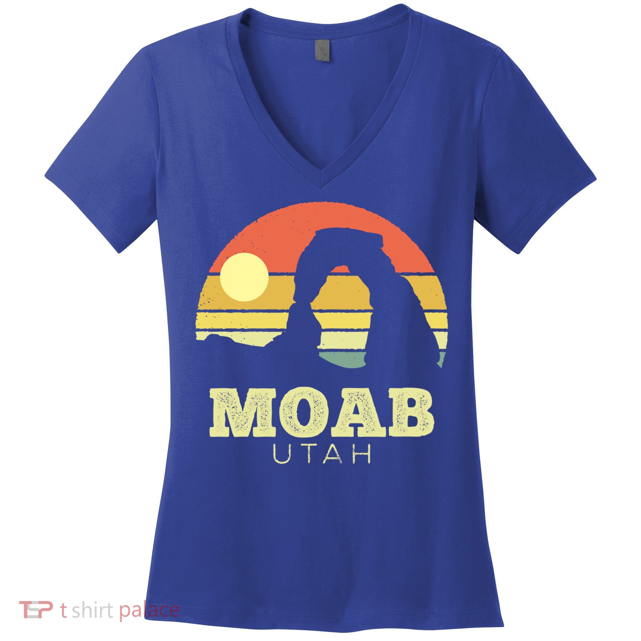 Moab Utah Vintage Sunset Arches Adventure Outdoors Meaningful Gift Women's V-Neck T-Shirt