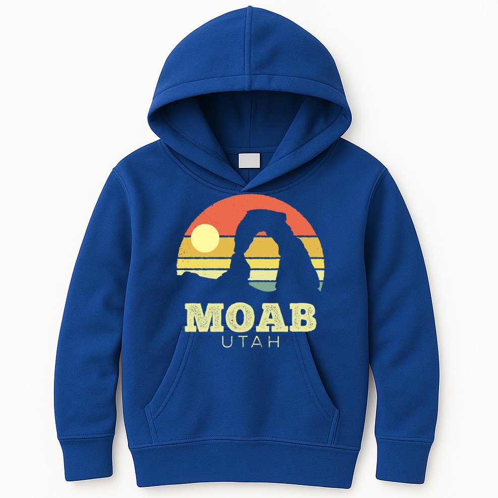 Moab Utah Vintage Sunset Arches Adventure Outdoors Meaningful Gift Kids Hoodie