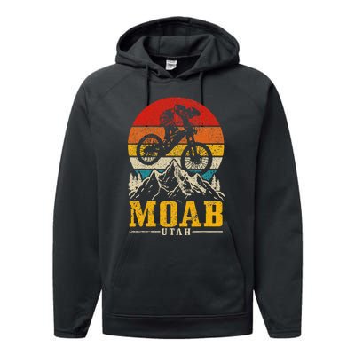 Moab Utah Vintage Mountain Bike Mtb Downhill Usa Performance Fleece Hoodie