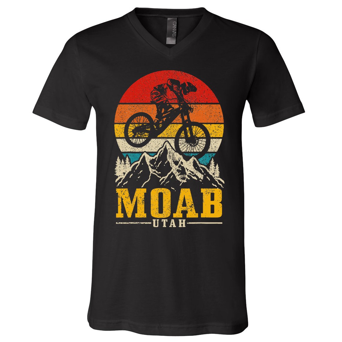 Moab Utah Vintage Mountain Bike Mtb Downhill Usa V-Neck T-Shirt